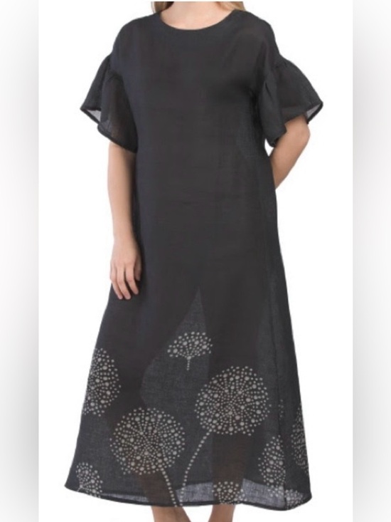 Le Ragazze Dresses & Skirts - NEW! Le Ragazze Italy 🇮🇹 Black Floral Linen Maxi Dress Large